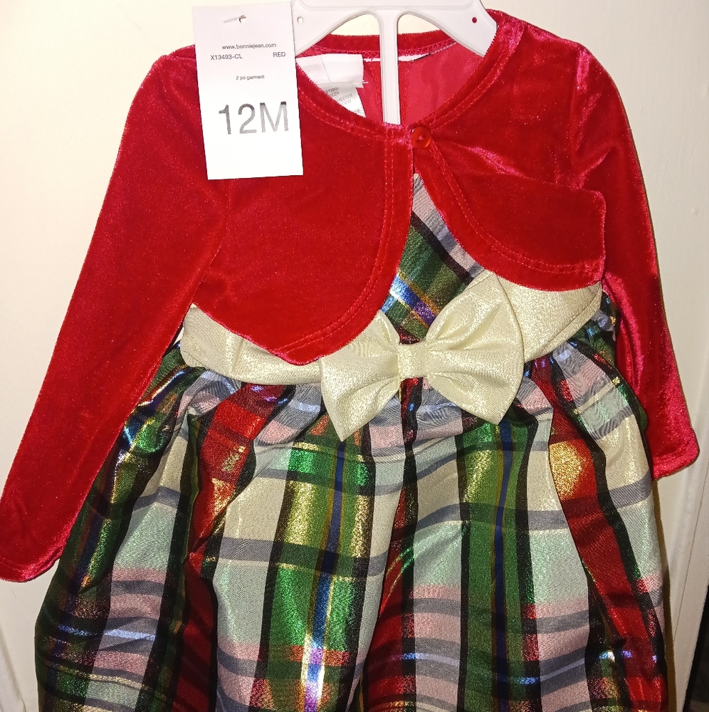 Bonnie Baby 2-piece baby girl Christmas set (12 months)